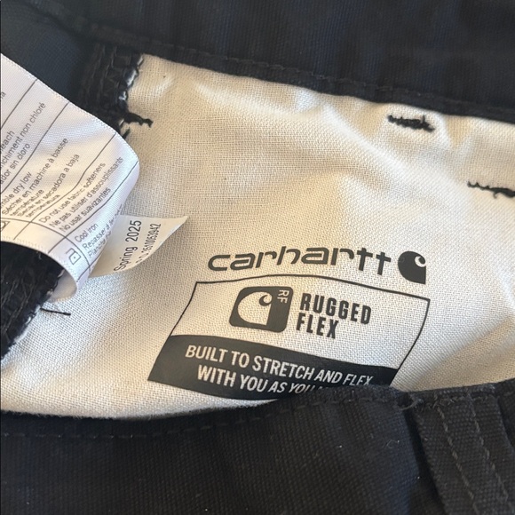 Carhartt Black Relaxed Fit Pants size 36 x32 cargo work pants rugged flex - Picture 7 of 8